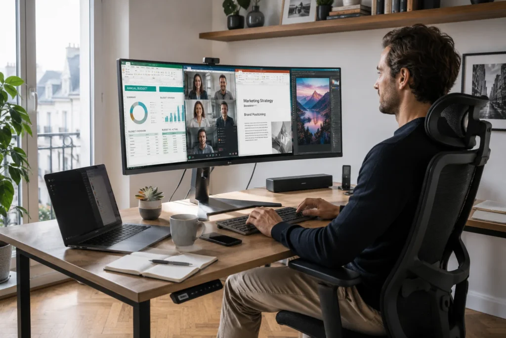 Productive Remote Working on an LG UltraWide Monitor